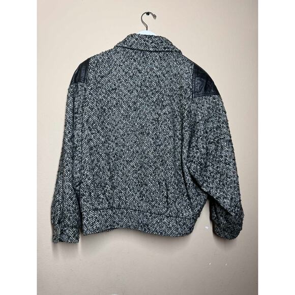 80's/90's Vintage ELCO Wool And Leather Jacket Gray Black White Size 12 - Picture 4 of 9